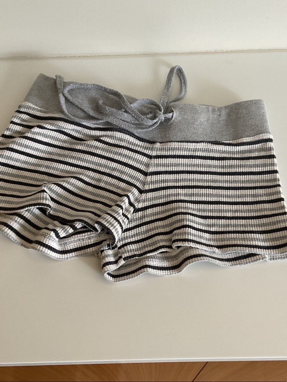 Hard Tail Striped Knit Shorts in Black and Gray